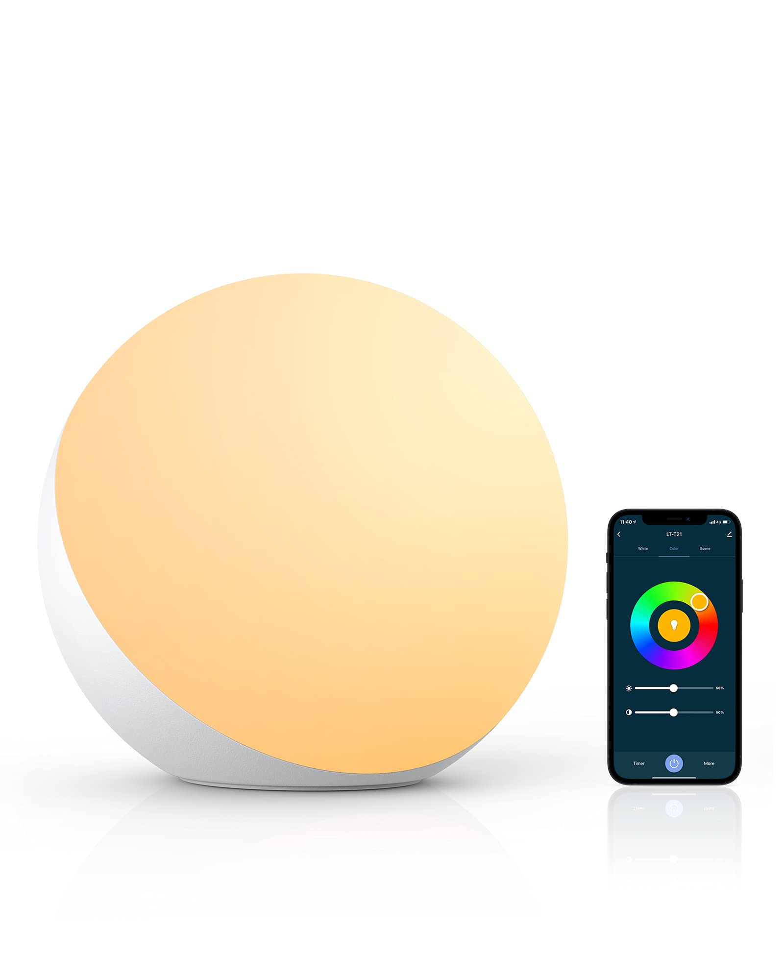 Smart LED Table Lamp – Dimmable Touch Desk Light with App & Voice Control, RGB Color Changing Night Lamp, Compatible with Alexa & Google Home (White)