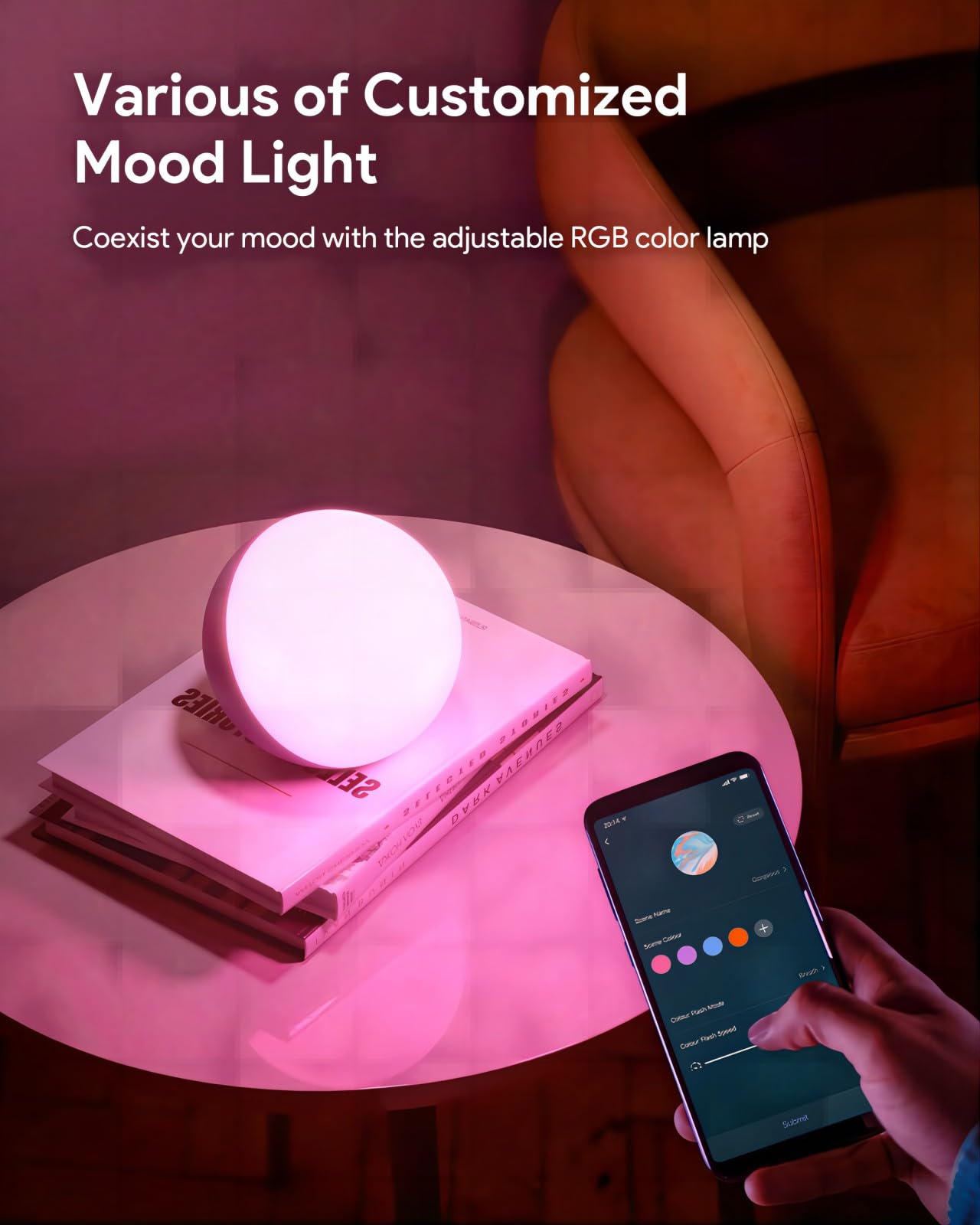 Smart LED Table Lamp – Dimmable Touch Desk Light with App & Voice Control, RGB Color Changing Night Lamp, Compatible with Alexa & Google Home (White)